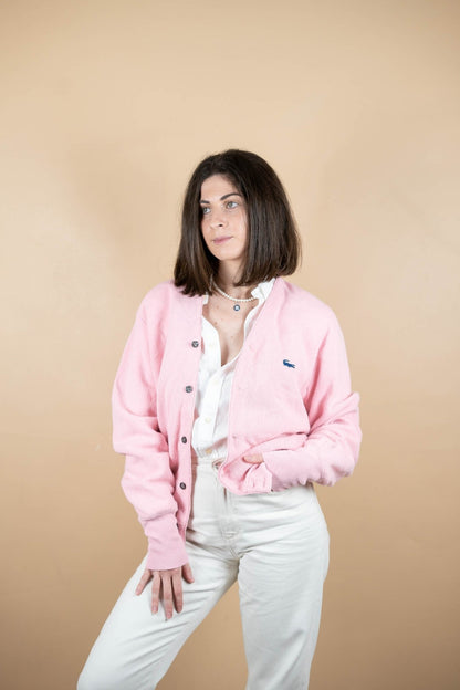 Cardigan Lacoste Vintage ref: 1679 - ROSE - M - amifrip - Friperie en ligne et vêtements vintage