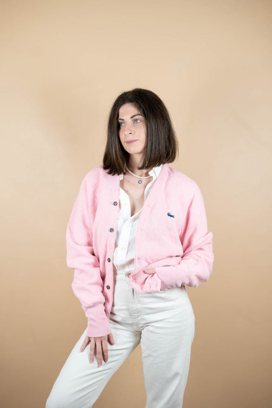 Cardigan Lacoste Vintage ref: 1679 - ROSE - M - amifrip - Friperie en ligne et vêtements vintage