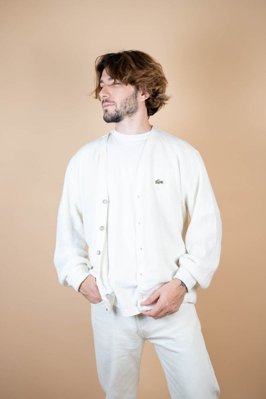 Cardigan Lacoste Vintage ref: 1680 - BLANC - L - amifrip - Friperie en ligne et vêtements vintage