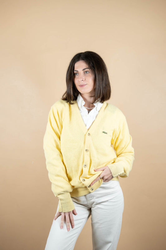 Cardigan Lacoste Vintage ref: 1682 - JAUNE - L - amifrip - Friperie en ligne et vêtements vintage