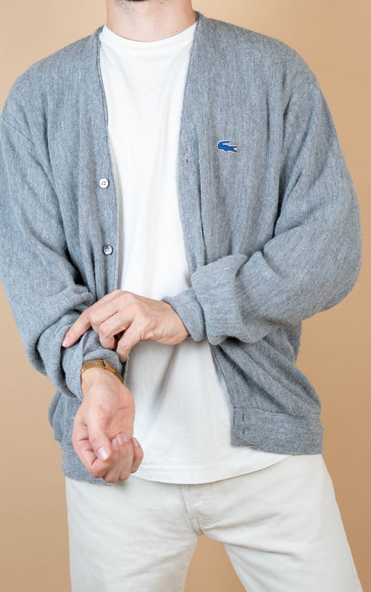 Cardigan Lacoste Vintage ref: 1688 - GRIS - L - amifrip - Friperie en ligne et vêtements vintage