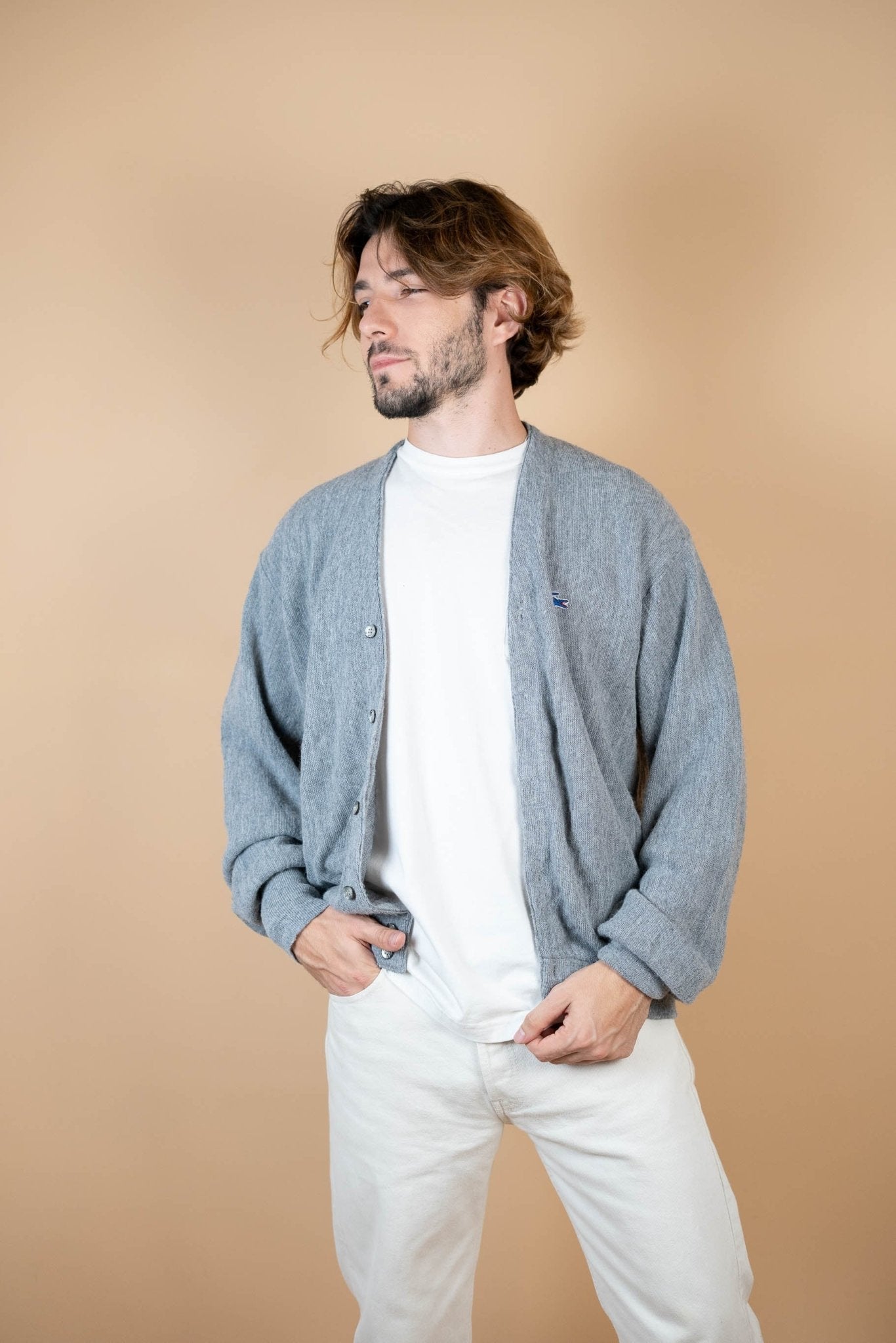 Cardigan Lacoste Vintage ref: 1688 - GRIS - L - amifrip - Friperie en ligne et vêtements vintage