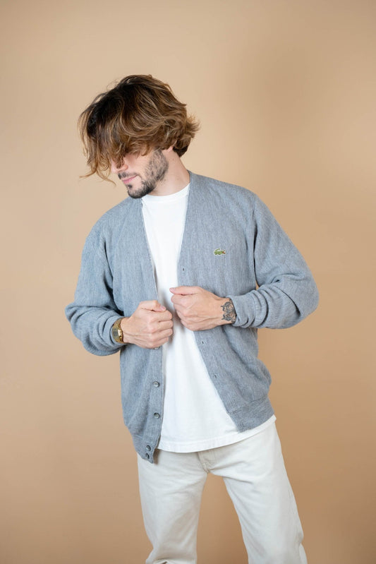 Cardigan Lacoste Vintage ref: 1693 - GRIS - L - amifrip - Friperie en ligne et vêtements vintage