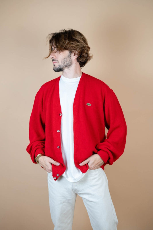 Cardigan Lacoste Vintage ref: 1694 - ROUGE - XL - amifrip - Friperie en ligne et vêtements vintage