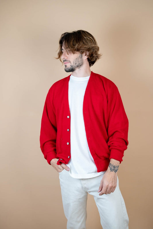 Cardigan Lacoste Vintage ref: 1695 - ROUGE - L - amifrip - Friperie en ligne et vêtements vintage