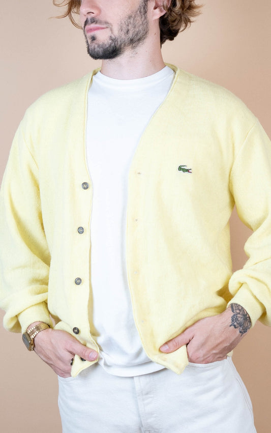 Cardigan Lacoste Vintage ref: 1697 - JAUNE - L - amifrip - Friperie en ligne et vêtements vintage