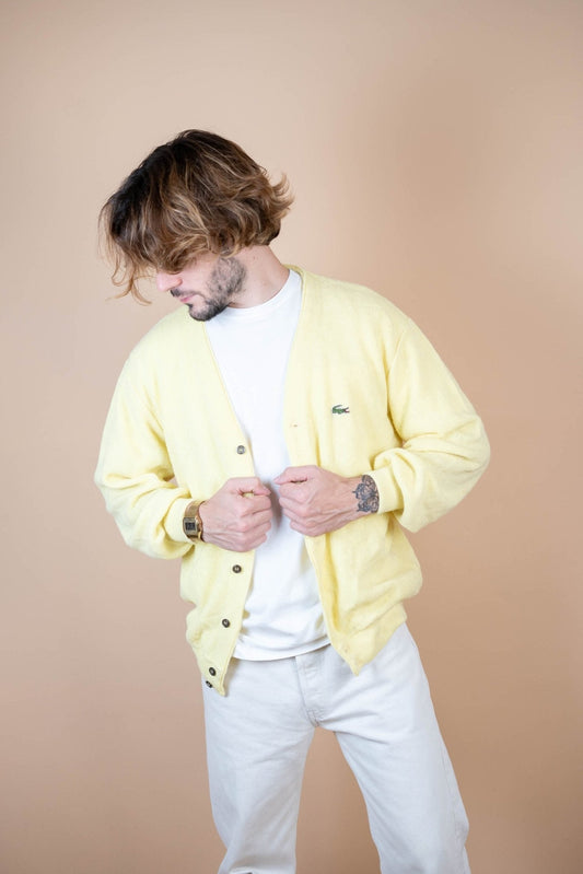 Cardigan Lacoste Vintage ref: 1697 - JAUNE - L - amifrip - Friperie en ligne et vêtements vintage