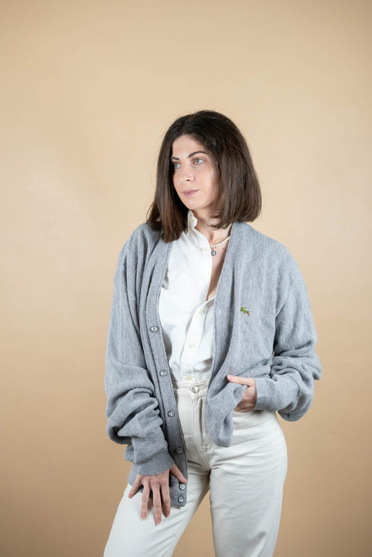 Cardigan Lacoste Vintage ref: 1698 - GRIS - XL - amifrip - Friperie en ligne et vêtements vintage