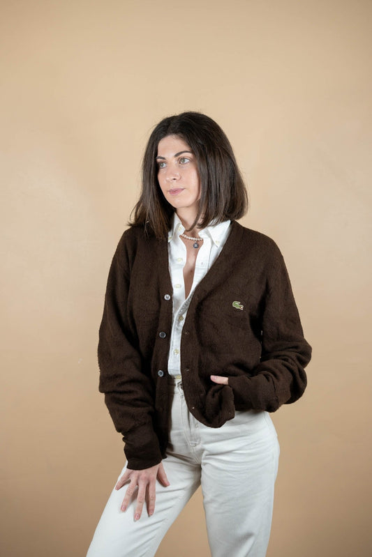 Cardigan Lacoste Vintage ref: 1699 - MARRON - L - amifrip - Friperie en ligne et vêtements vintage