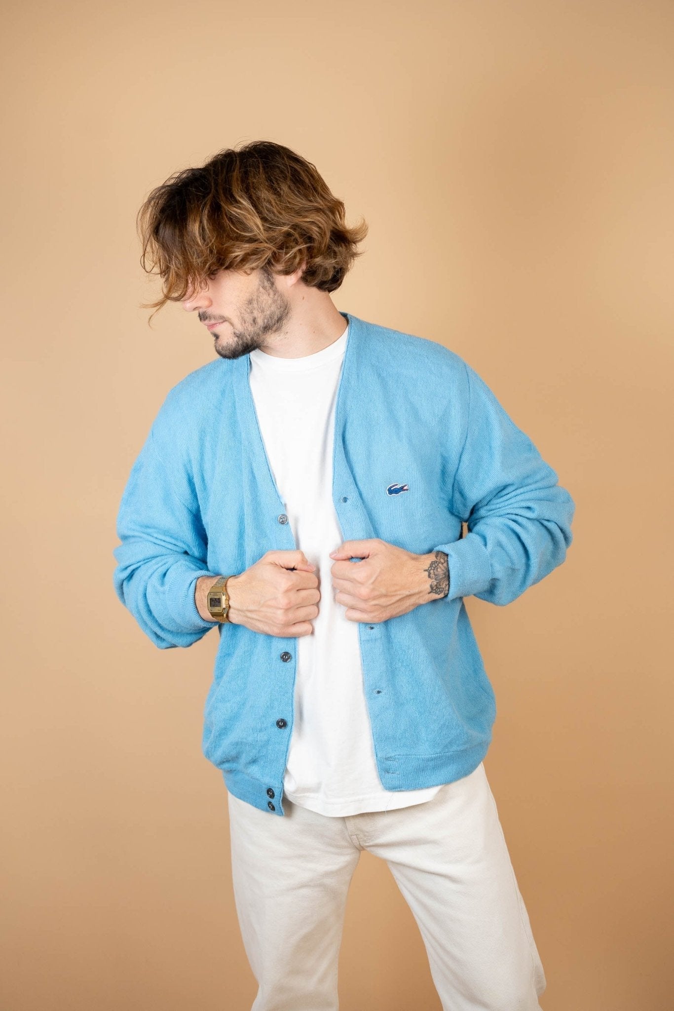 Cardigan Lacoste Vintage ref: 1704 - BLEU - L - amifrip - Friperie en ligne et vêtements vintage