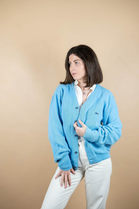 Cardigan Lacoste Vintage ref: 1706 - BLEU - L - amifrip - Friperie en ligne et vêtements vintage