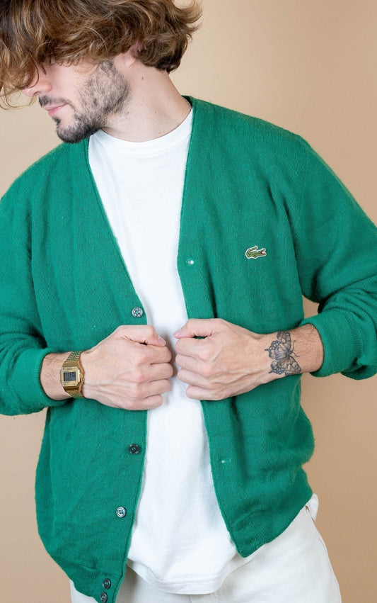 Cardigan Lacoste Vintage ref: 1710 - VERT - M - amifrip - Friperie en ligne et vêtements vintage