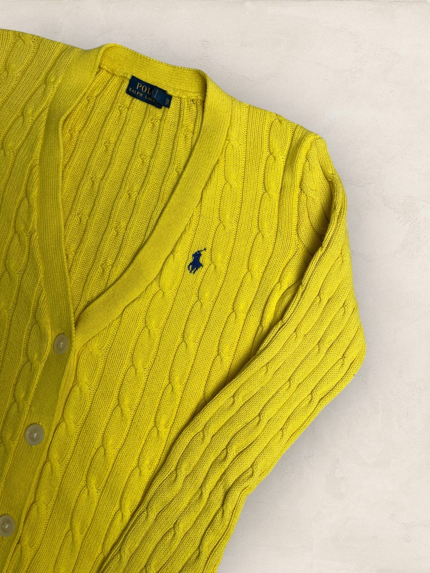 Cardigan Torsadé Ralph Lauren Femme #1813 - S - Jaune - amifrip - Friperie en ligne et vêtements vintage