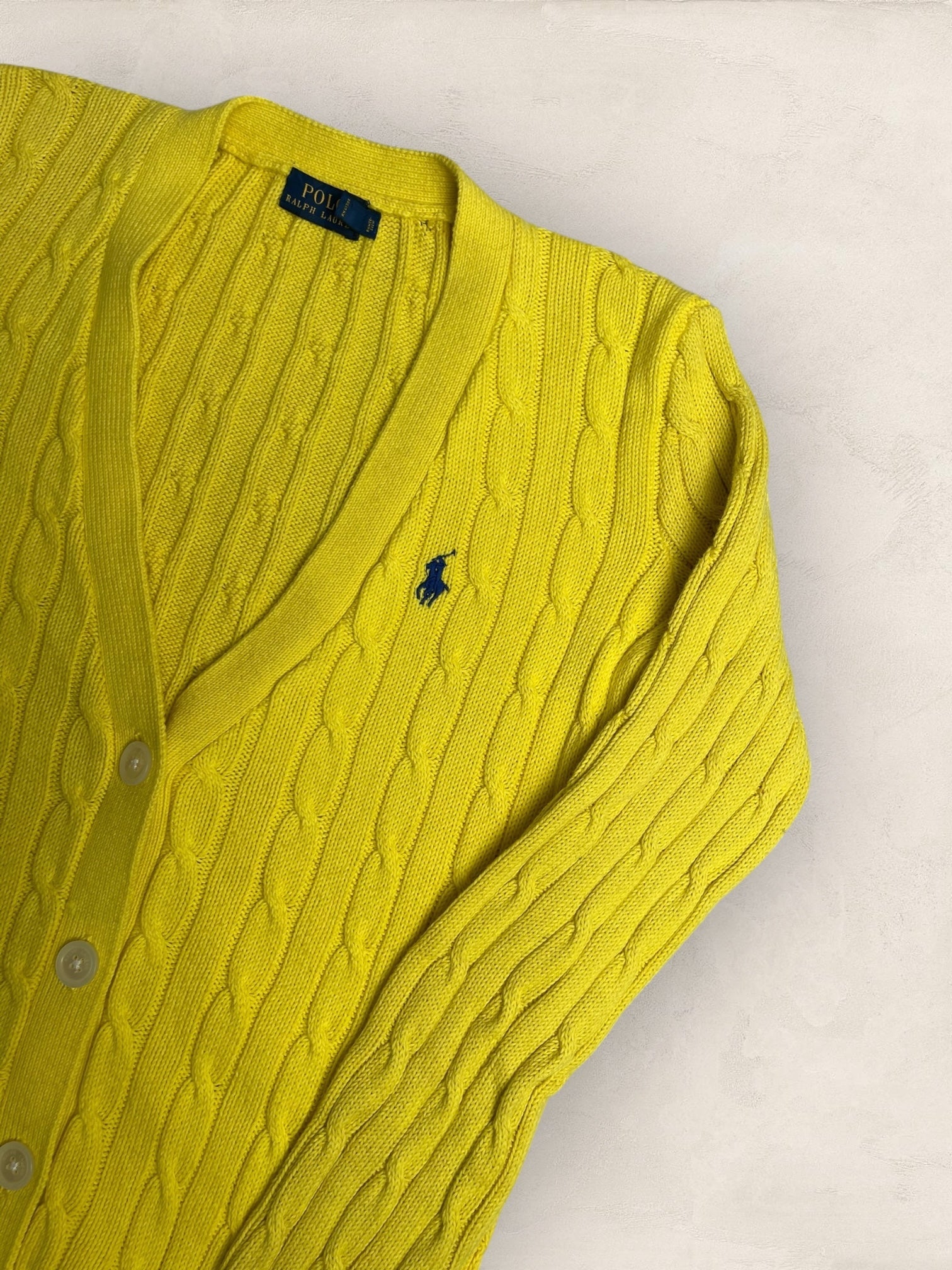 Cardigan Torsadé Ralph Lauren Femme #1813 - S - Jaune - amifrip - Friperie en ligne et vêtements vintage