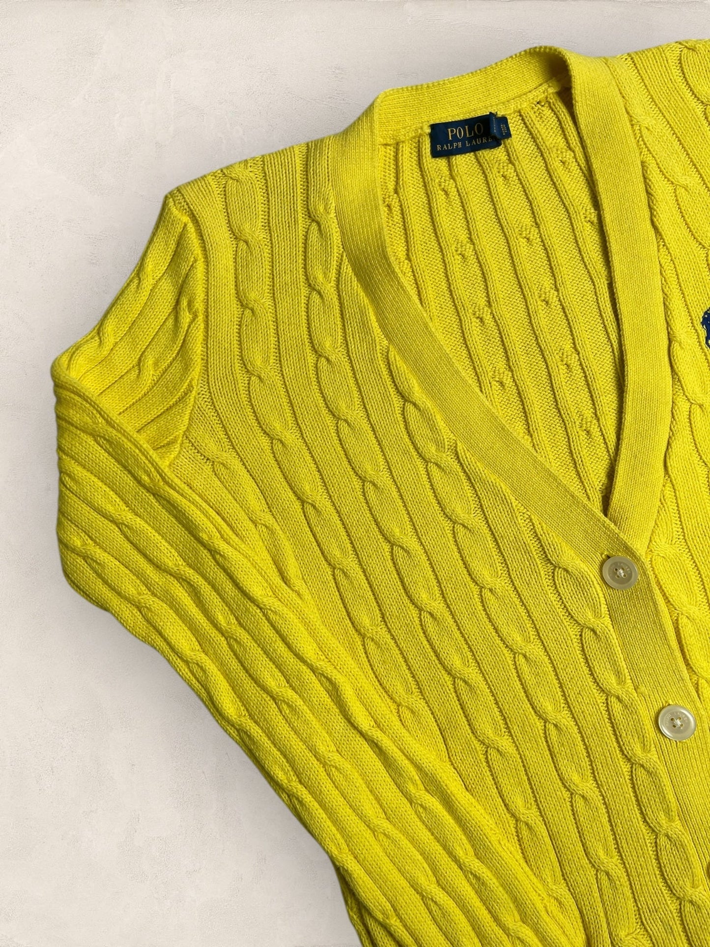Cardigan Torsadé Ralph Lauren Femme #1813 - S - Jaune - amifrip - Friperie en ligne et vêtements vintage