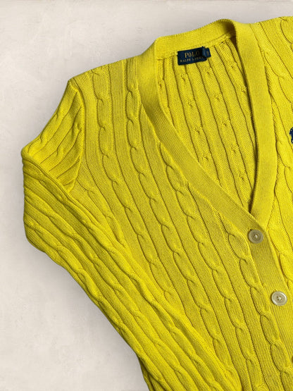 Cardigan Torsadé Ralph Lauren Femme #1813 - S - Jaune - amifrip - Friperie en ligne et vêtements vintage