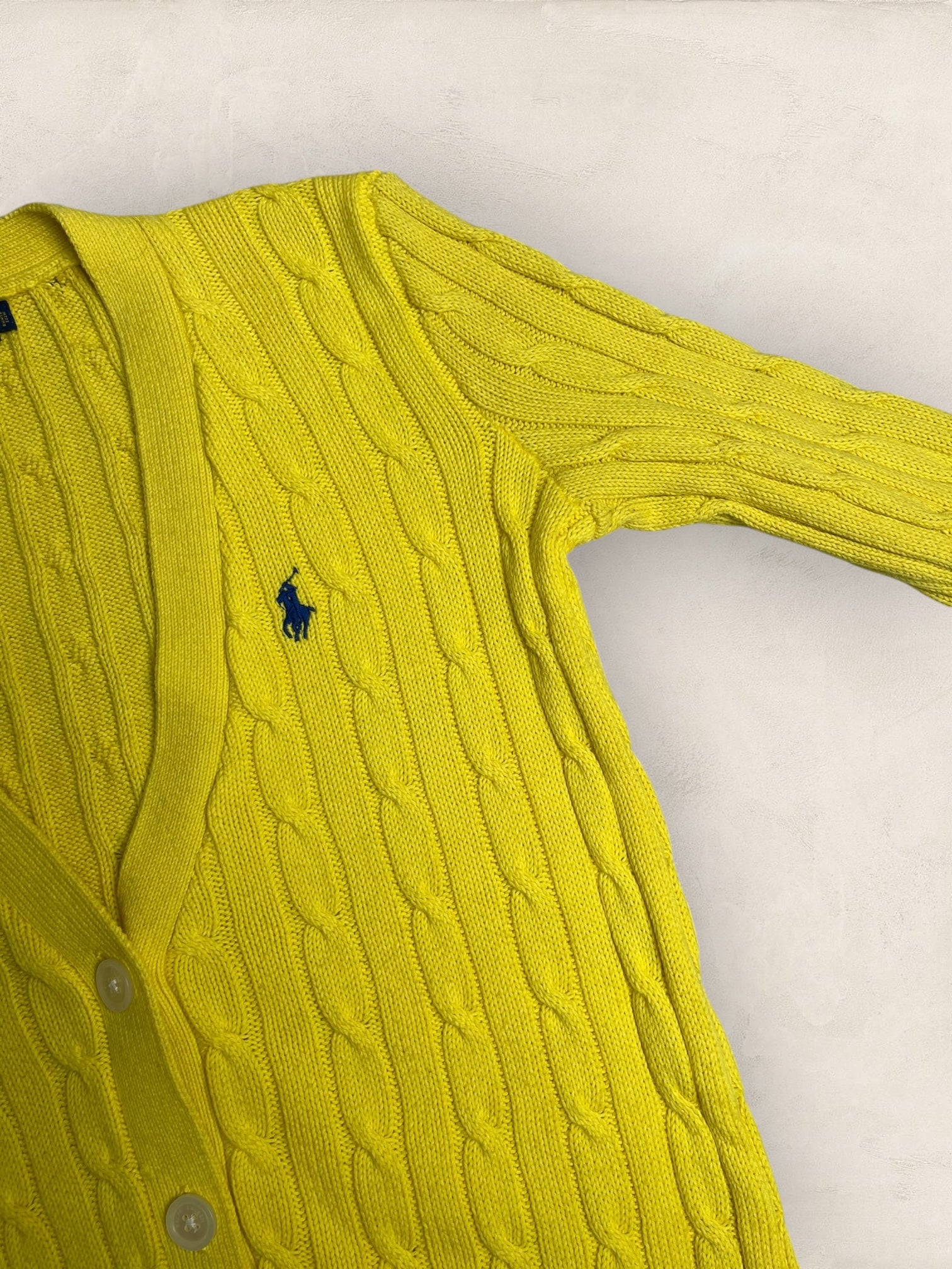 Cardigan Torsadé Ralph Lauren Femme #1813 - S - Jaune - amifrip - Friperie en ligne et vêtements vintage