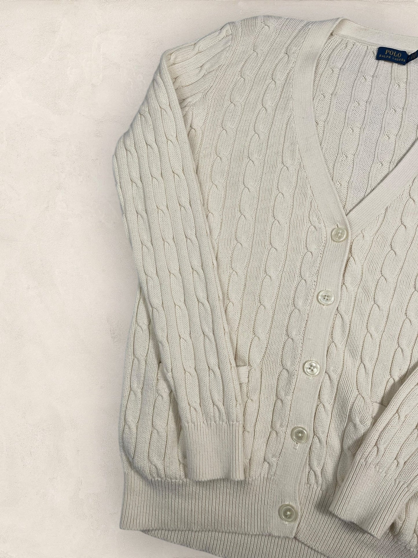 Cardigan Torsadé Ralph Lauren Femme #1817 - M - Blanc - amifrip - Friperie en ligne et vêtements vintage