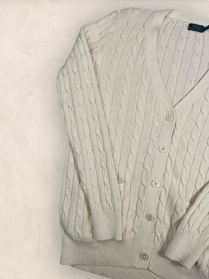 Cardigan Torsadé Ralph Lauren Femme #1817 - M - Blanc - amifrip - Friperie en ligne et vêtements vintage