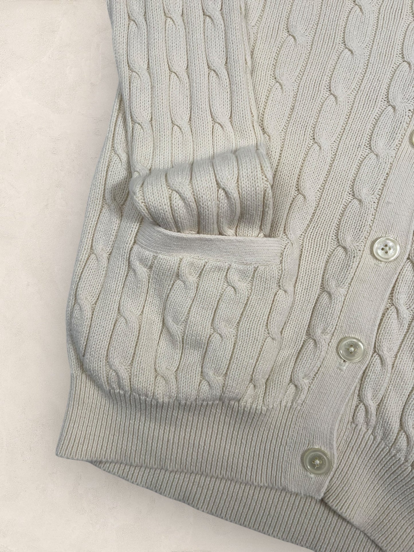Cardigan Torsadé Ralph Lauren Femme #1817 - M - Blanc - amifrip - Friperie en ligne et vêtements vintage