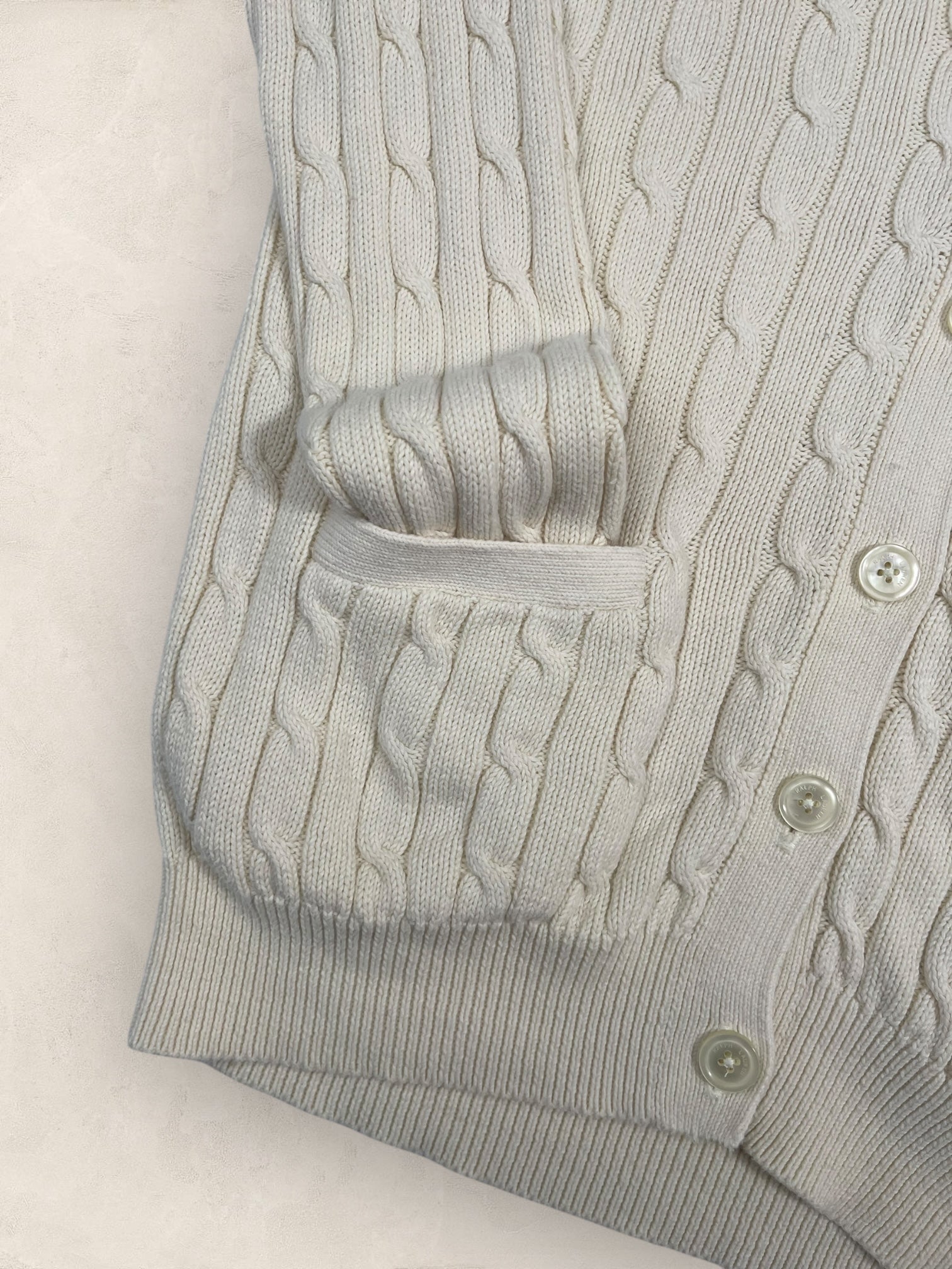 Cardigan Torsadé Ralph Lauren Femme #1817 - M - Blanc - amifrip - Friperie en ligne et vêtements vintage