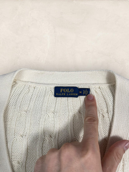 Cardigan Torsadé Ralph Lauren Femme #1817 - M - Blanc - amifrip - Friperie en ligne et vêtements vintage