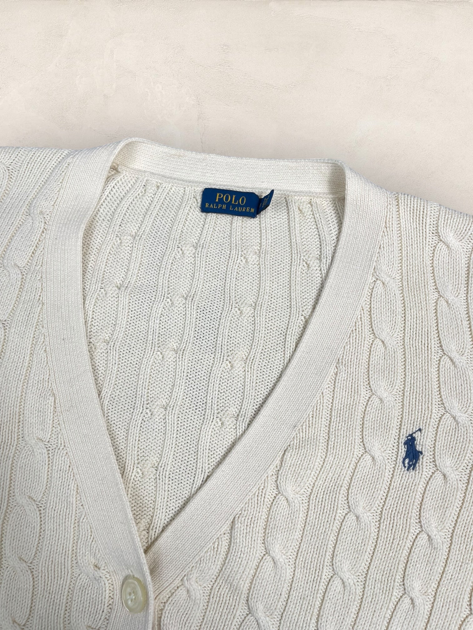 Cardigan Torsadé Ralph Lauren Femme #1817 - M - Blanc - amifrip - Friperie en ligne et vêtements vintage