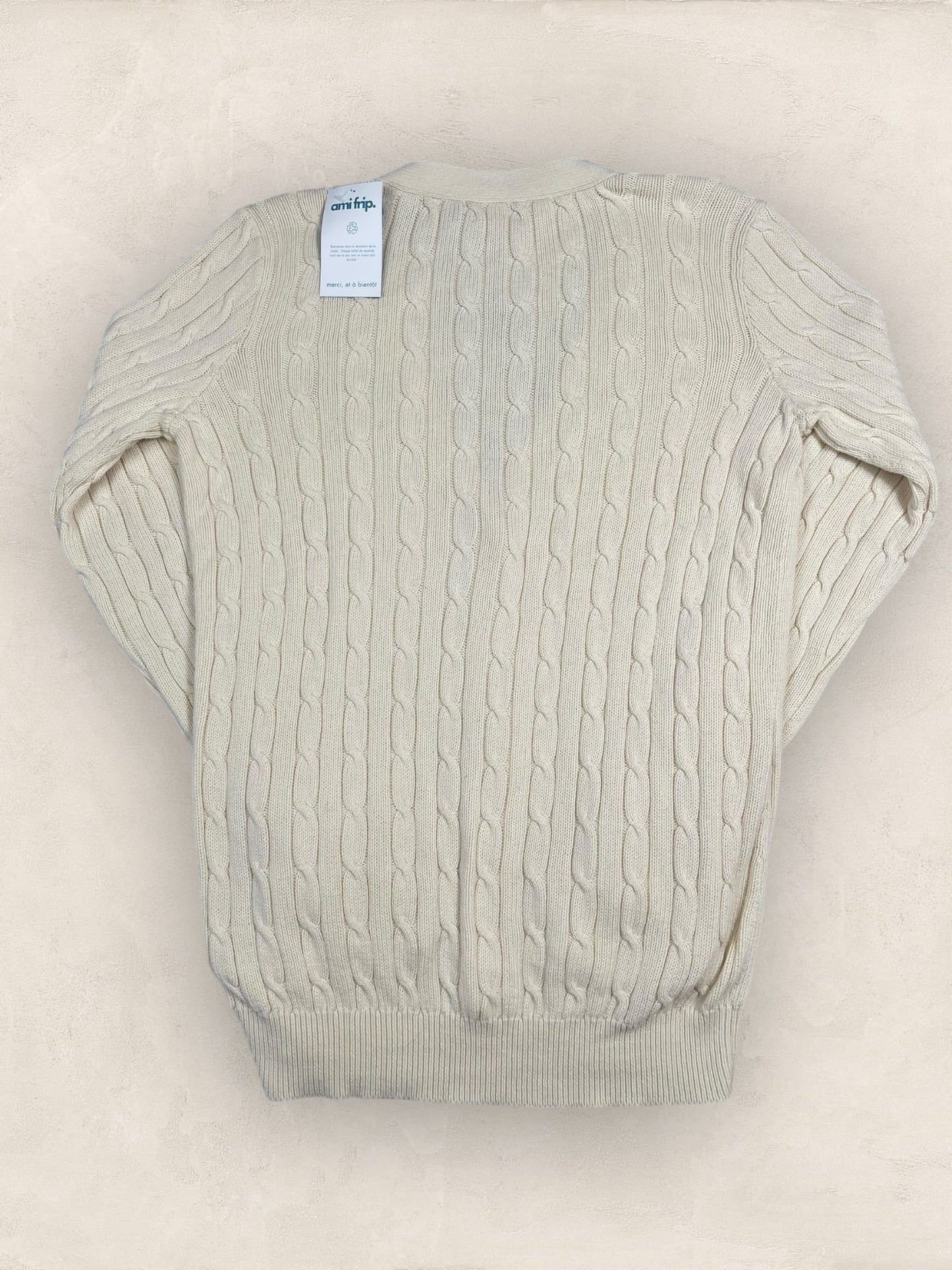 Cardigan Torsadé Ralph Lauren Femme #1817 - M - Blanc - amifrip - Friperie en ligne et vêtements vintage