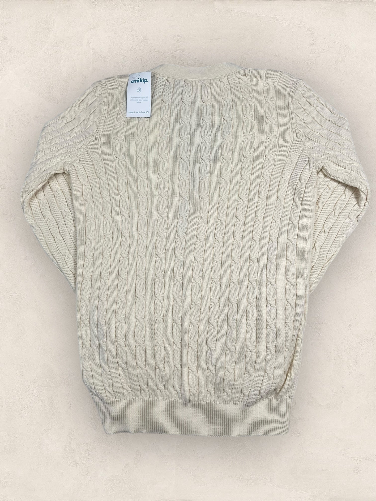 Cardigan Torsadé Ralph Lauren Femme #1817 - M - Blanc - amifrip - Friperie en ligne et vêtements vintage