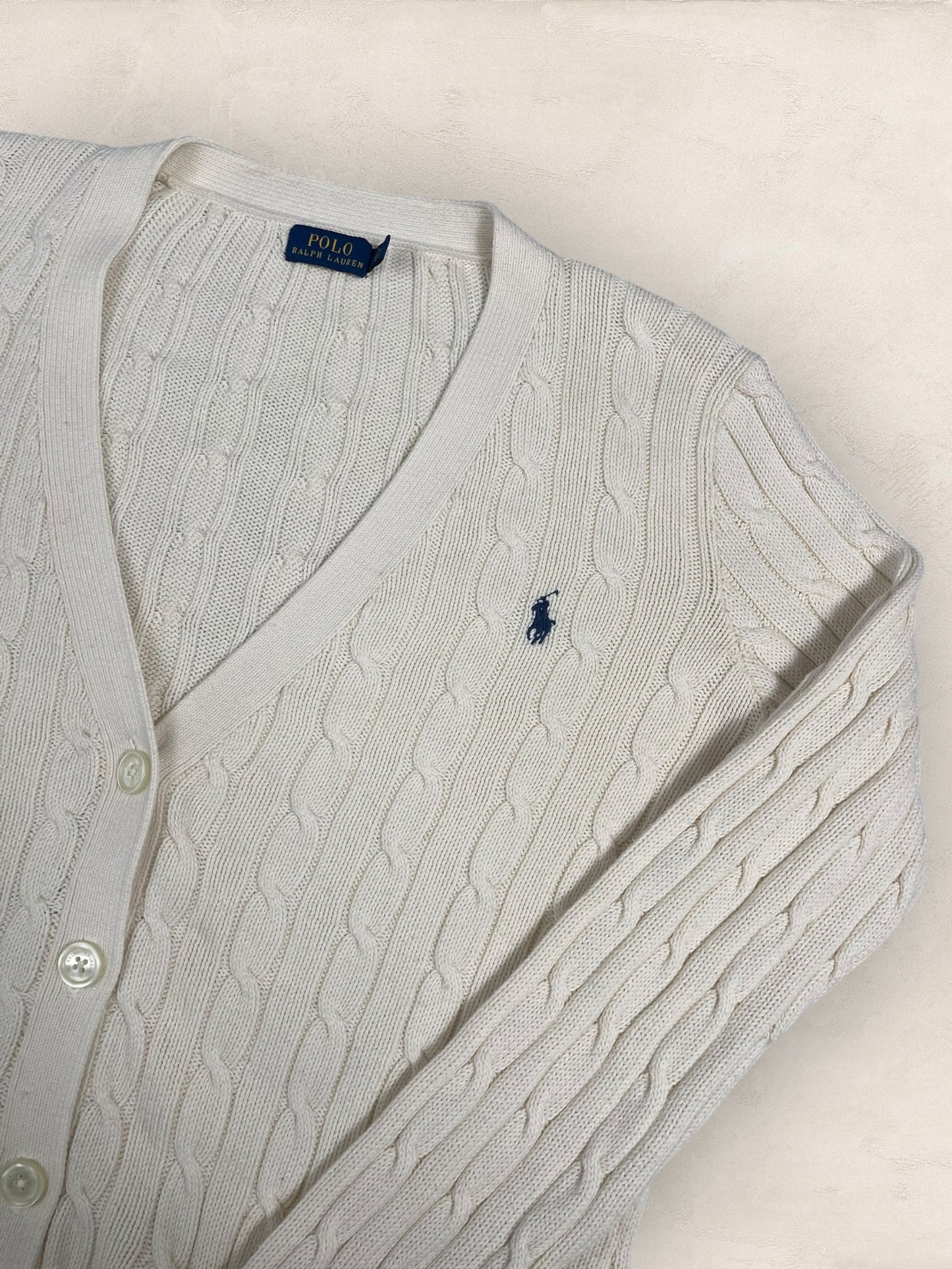 Cardigan Torsadé Ralph Lauren Femme #1817 - M - Blanc - amifrip - Friperie en ligne et vêtements vintage