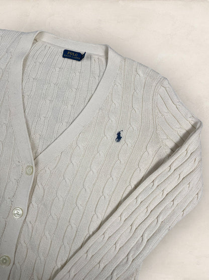 Cardigan Torsadé Ralph Lauren Femme #1817 - M - Blanc - amifrip - Friperie en ligne et vêtements vintage