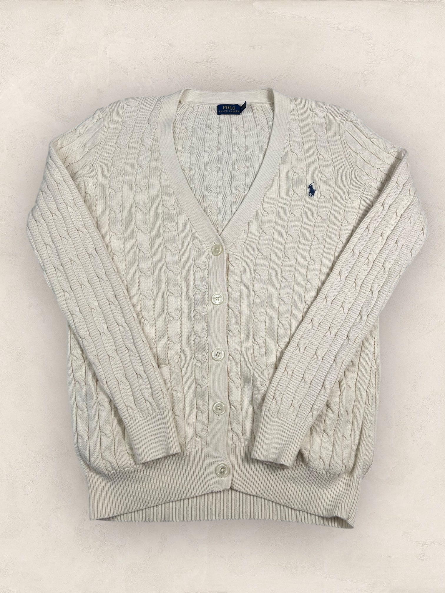 Cardigan Torsadé Ralph Lauren Femme #1817 - M - Blanc - amifrip - Friperie en ligne et vêtements vintage