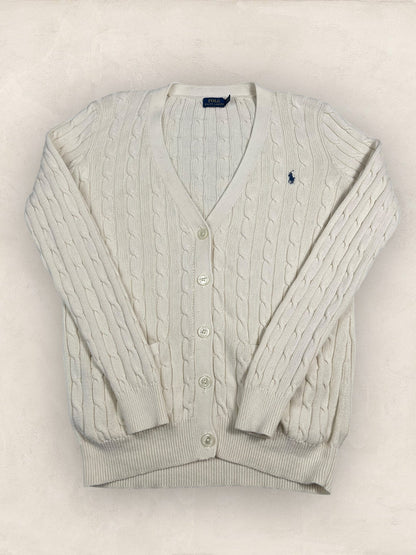 Cardigan Torsadé Ralph Lauren Femme #1817 - M - Blanc - amifrip - Friperie en ligne et vêtements vintage