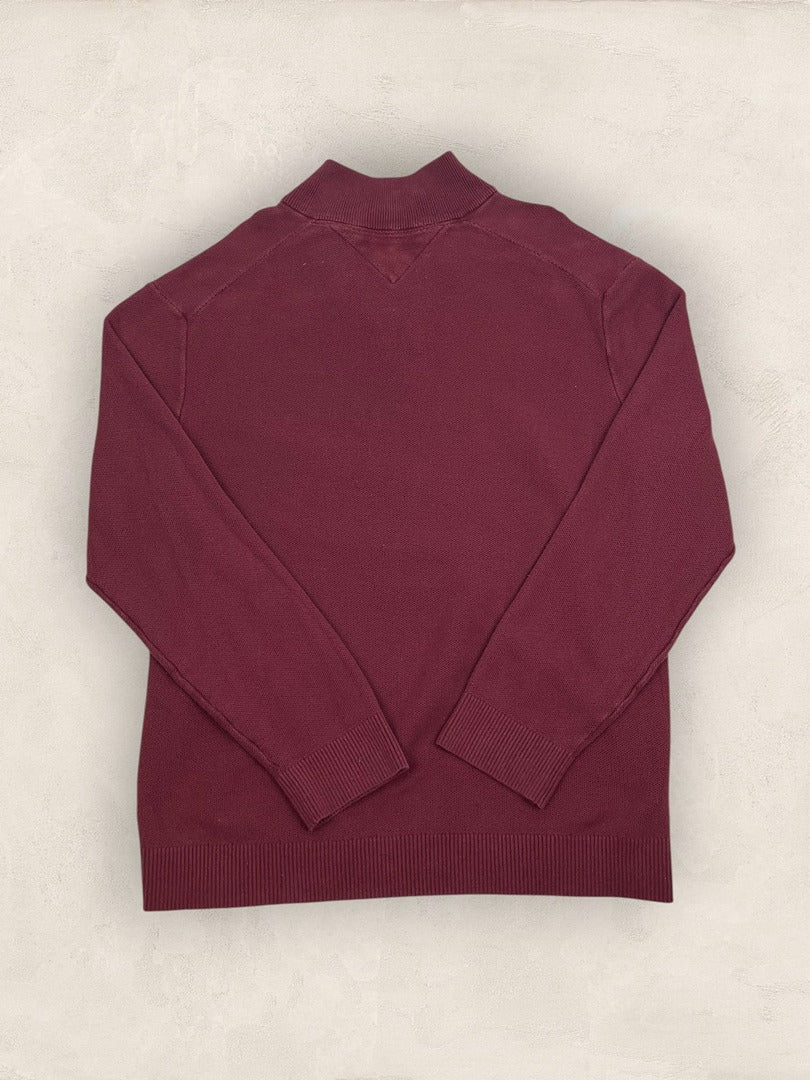 Pull 1/4 zip Tommy Hilfiger - Homme Xxl - Bordeaux - Coton - Très bon état - Ts0233