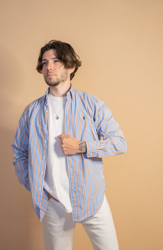 Chemise Bleu Orange Ralph Lauren Homme 1007 - BLEU - S - amifrip - Friperie en ligne et vêtements vintage