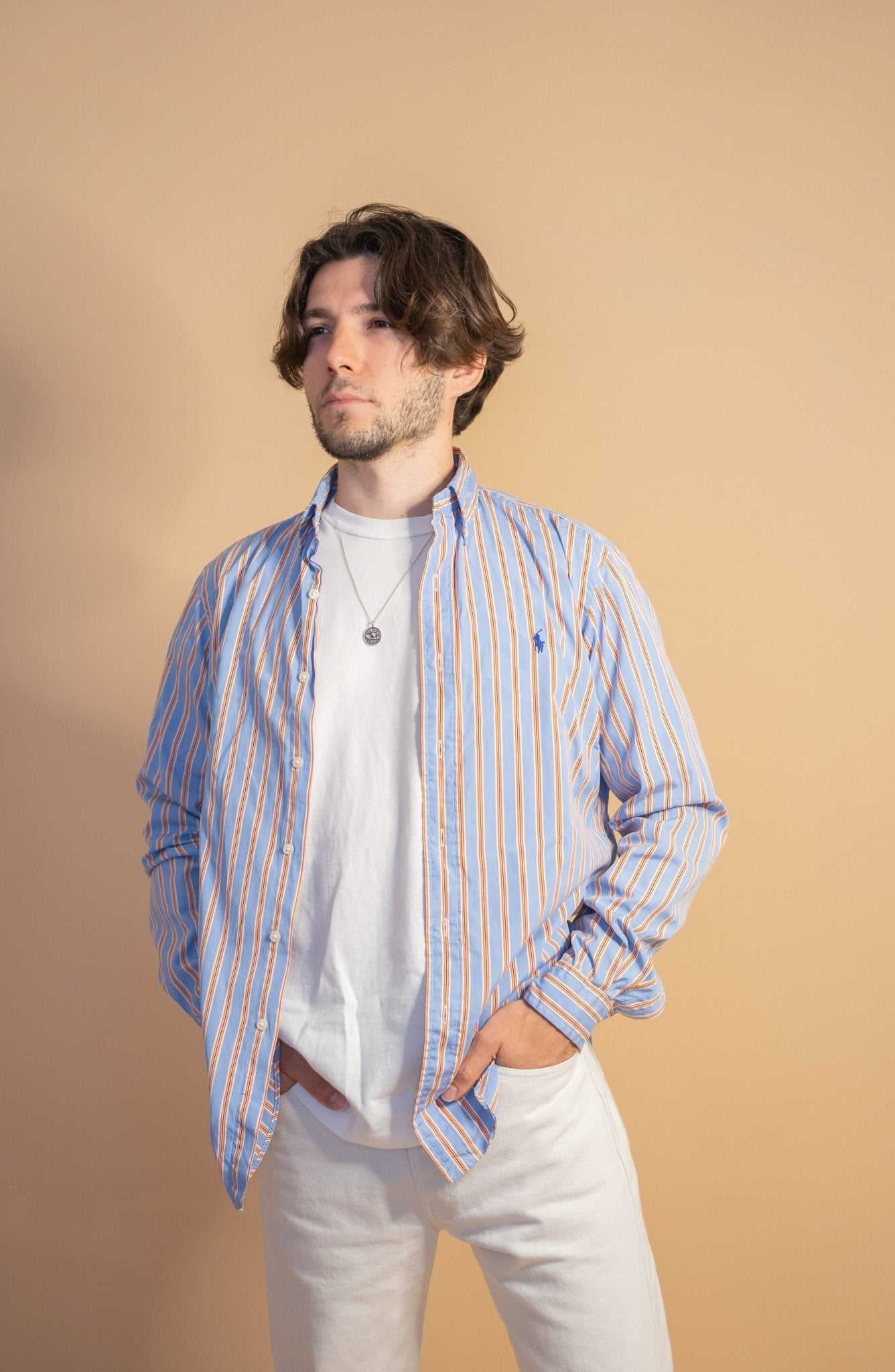 Chemise Bleu Orange Ralph Lauren Homme 1007 - BLEU - S - amifrip - Friperie en ligne et vêtements vintage