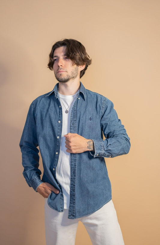 Chemise Bleu Ralph Lauren Homme 1001 - BLEU - M - amifrip - Friperie en ligne et vêtements vintage