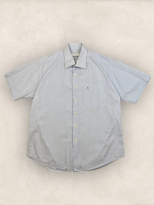 Chemise Homme Vintage Yves Saint - Laurent Bleu L Ref:3012 - Bleu - L - amifrip