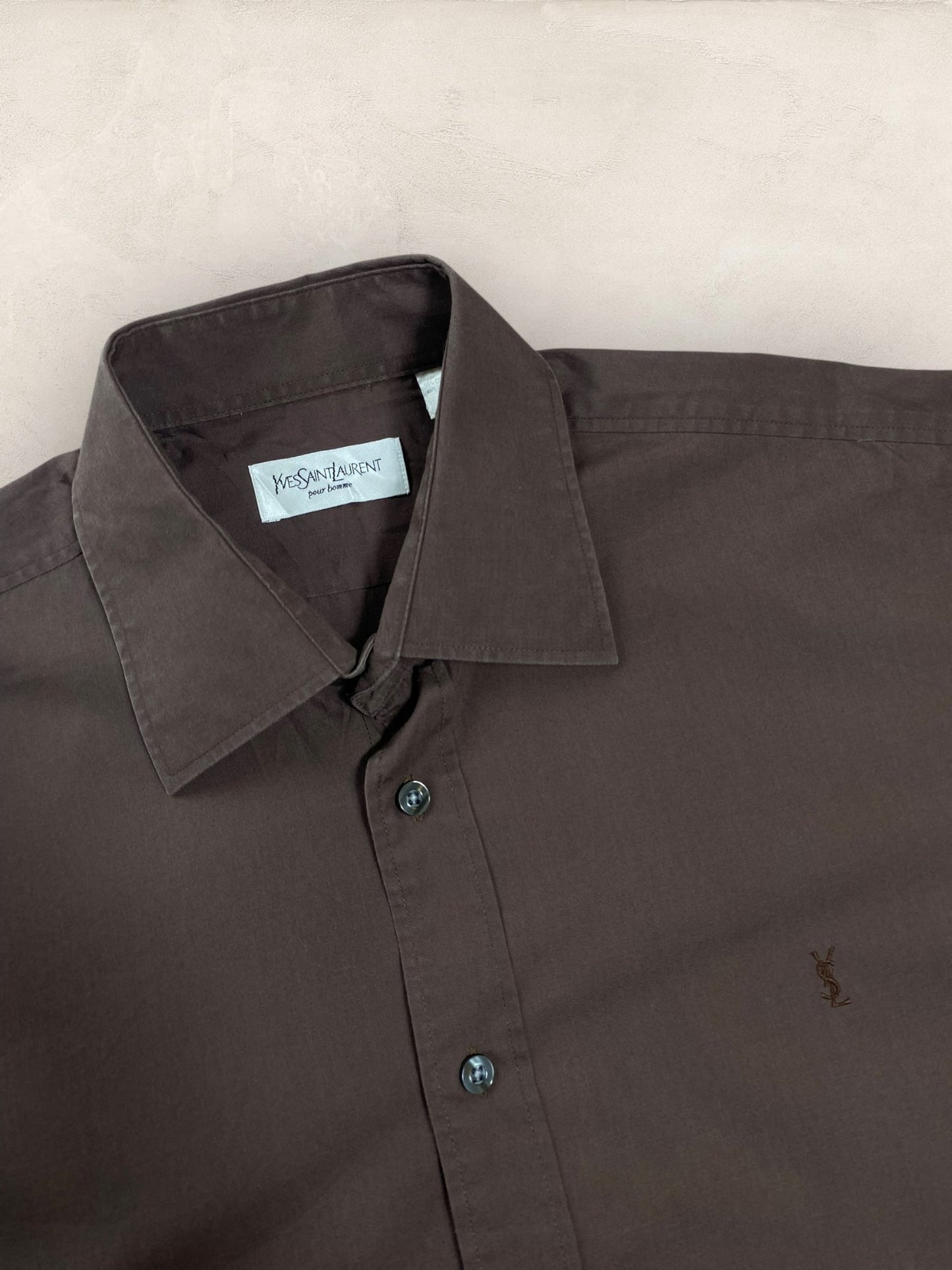 Chemise Homme Yves Saint - Laurent Marron XL Ref:2918 - Marron - XL - amifrip - Friperie en ligne et vêtements vintage
