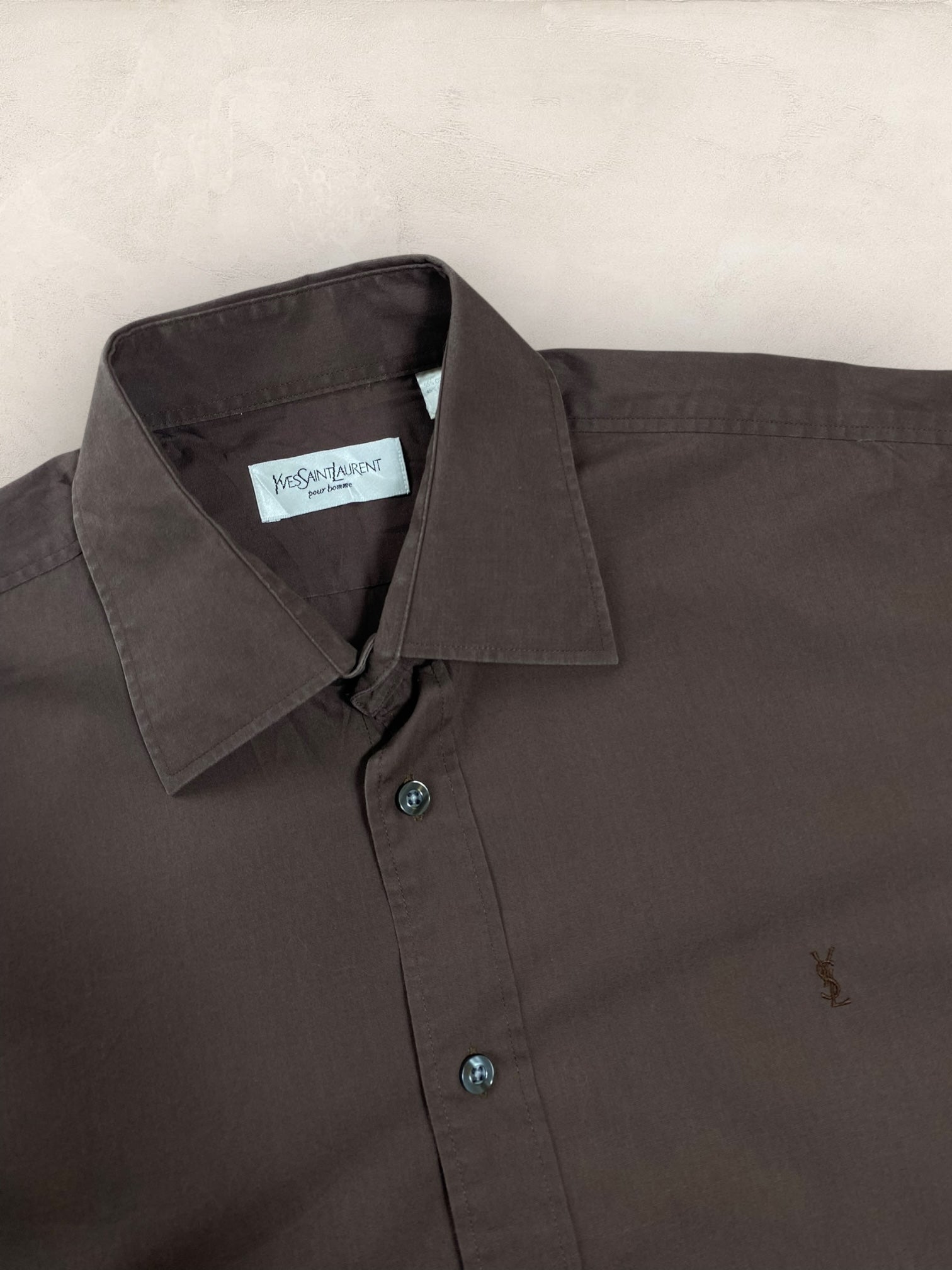 Chemise Homme Yves Saint - Laurent Marron XL Ref:2918 - Marron - XL - amifrip - Friperie en ligne et vêtements vintage