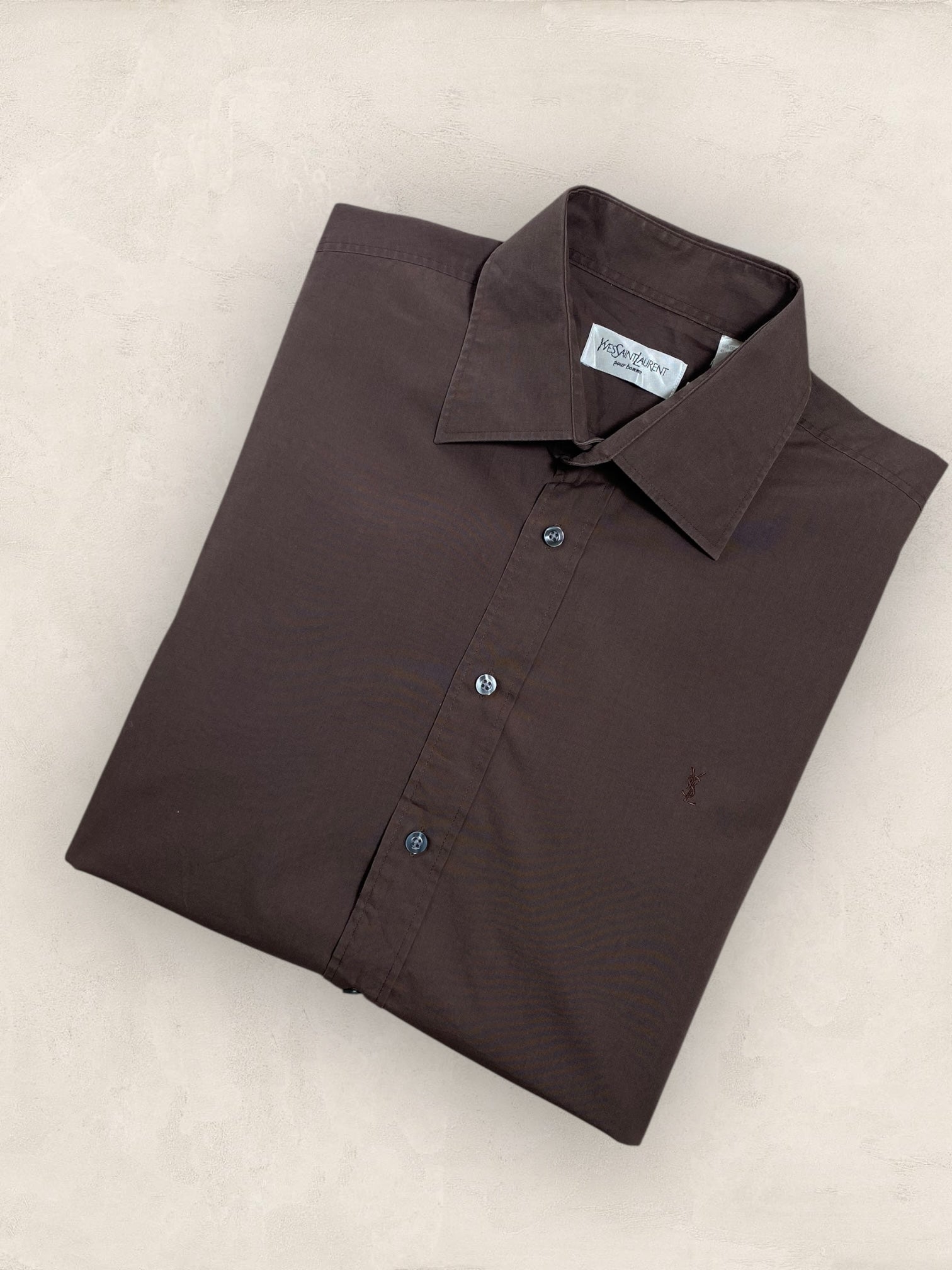 Chemise Homme Yves Saint - Laurent Marron XL Ref:2918 - Marron - XL - amifrip - Friperie en ligne et vêtements vintage