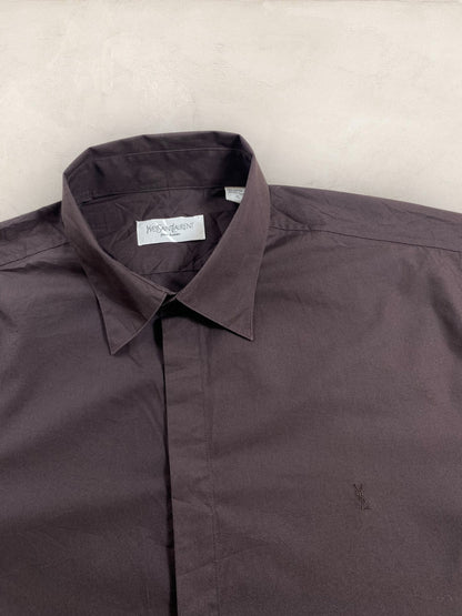 Chemise Homme Yves Saint - Laurent Marron XL Ref:2925 - Marron - XL - amifrip - Friperie en ligne et vêtements vintage