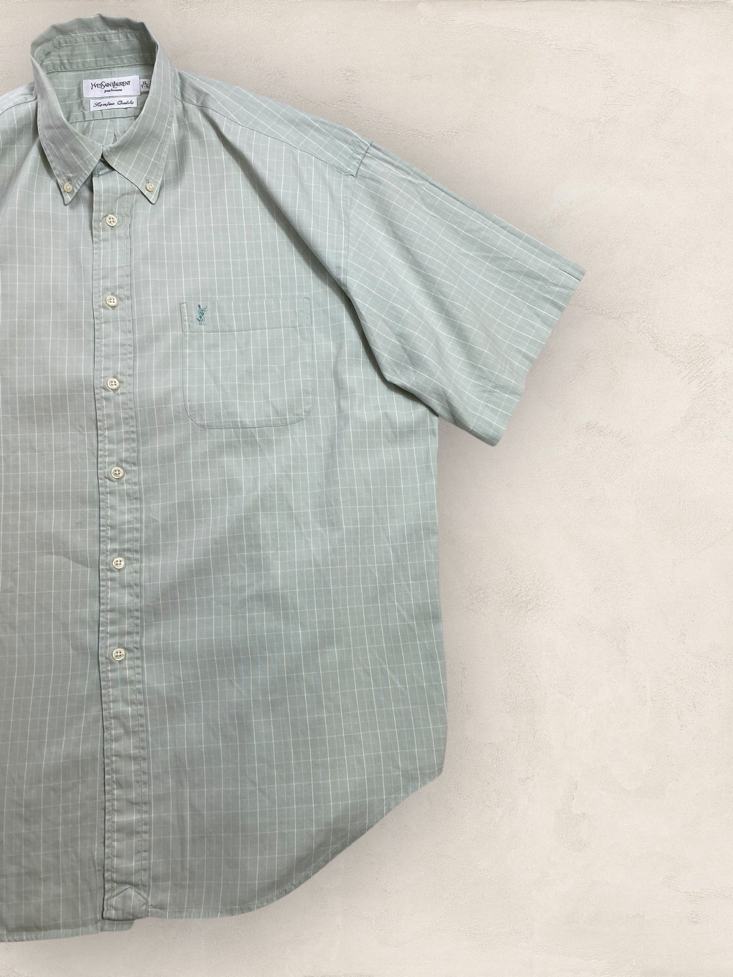 Chemise Homme Yves Saint - Laurent Vert XL manches courtes Ref:2913 - Vert - XL - amifrip - Friperie en ligne et vêtements vintage