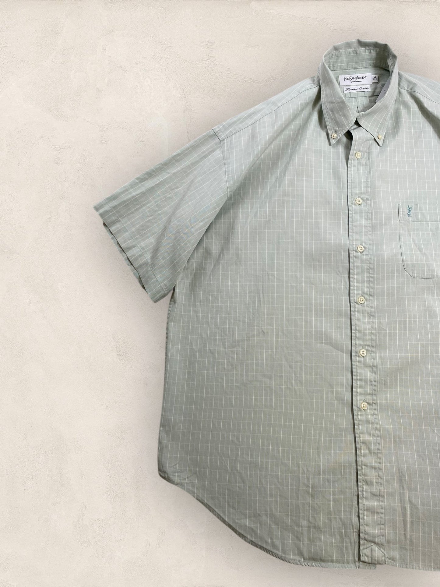 Chemise Homme Yves Saint - Laurent Vert XL manches courtes Ref:2913 - Vert - XL - amifrip - Friperie en ligne et vêtements vintage