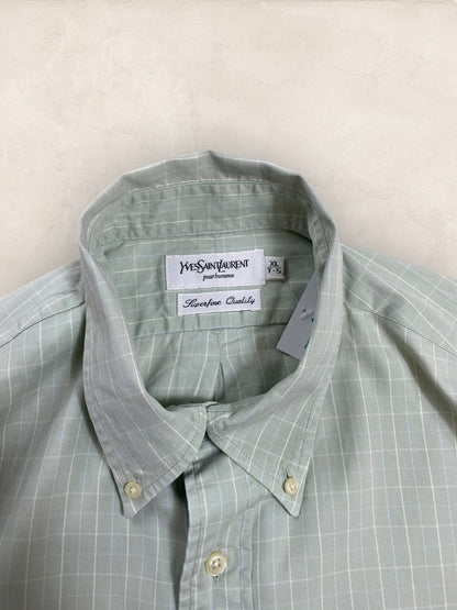 Chemise Homme Yves Saint - Laurent Vert XL manches courtes Ref:2913 - Vert - XL - amifrip - Friperie en ligne et vêtements vintage