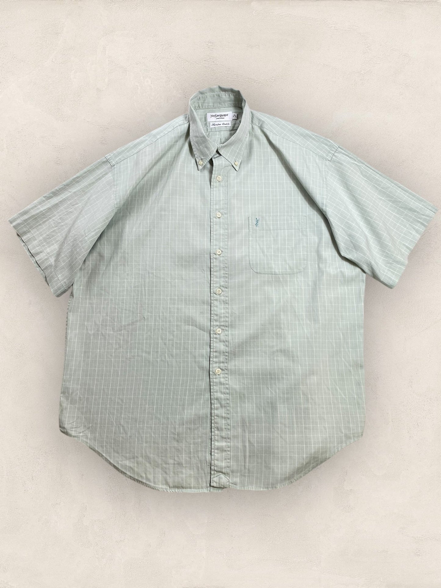 Chemise Homme Yves Saint - Laurent Vert XL manches courtes Ref:2913 - Vert - XL - amifrip - Friperie en ligne et vêtements vintage