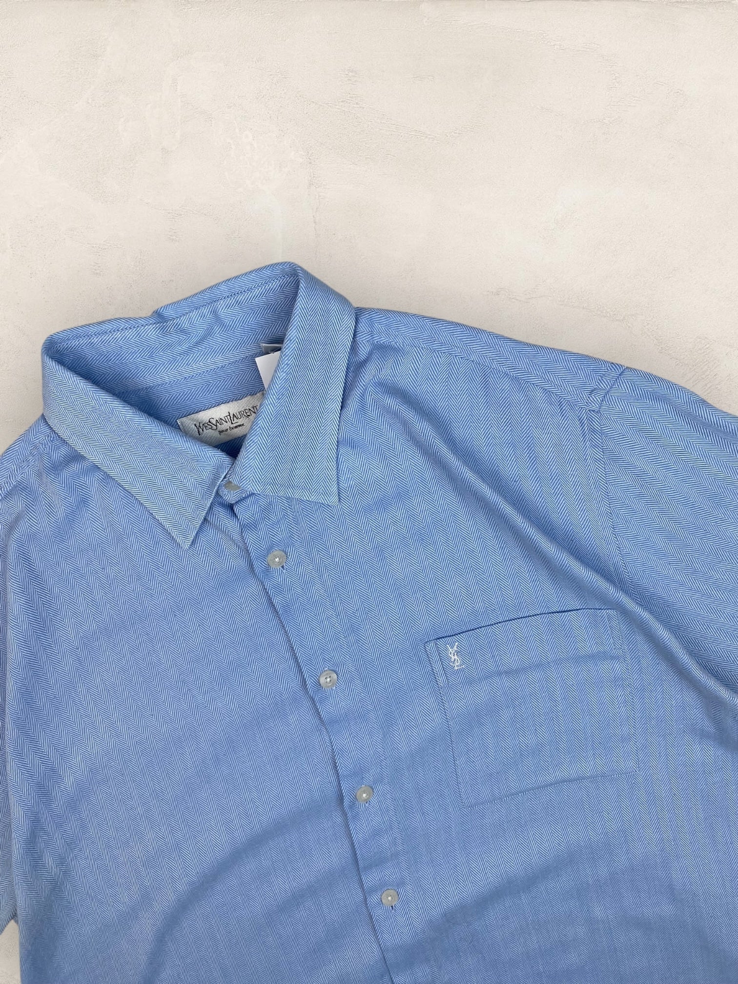 Chemise Homme Yves Saint - Laurent Vintage Bleu L Ref:2952 - Bleu - L - amifrip