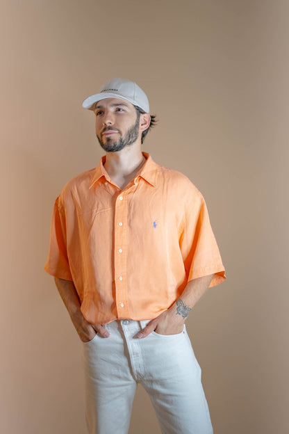 Chemise Ralph Lauren Manche Courte Homme 862 - ORANGE - 2XL - amifrip - Friperie en ligne et vêtements vintage