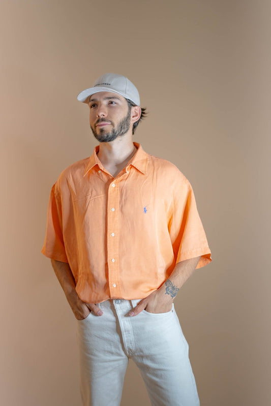 Chemise Ralph Lauren Manche Courte Homme 862 - ORANGE - 2XL - amifrip - Friperie en ligne et vêtements vintage