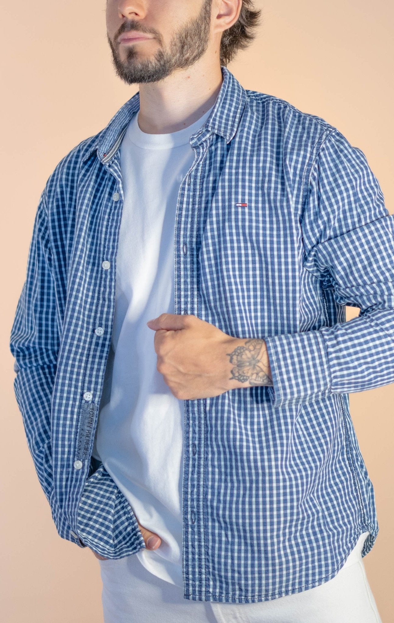 Chemise Tommy Hilfiger à Carreaux Homme 677 - BLEU - M - amifrip - Friperie en ligne et vêtements vintage